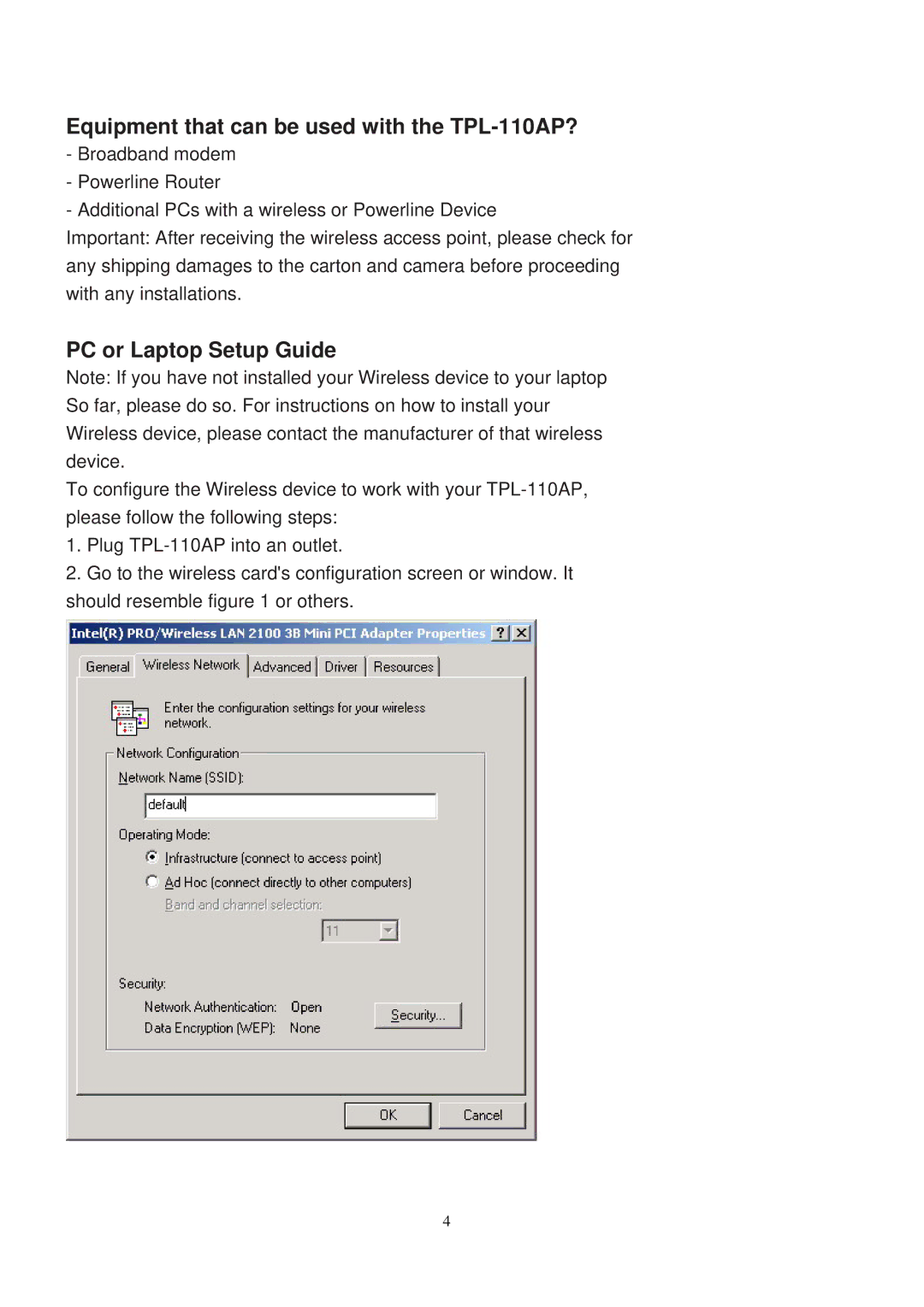 TRENDnet manual Equipment that can be used with the TPL-110AP?, PC or Laptop Setup Guide 