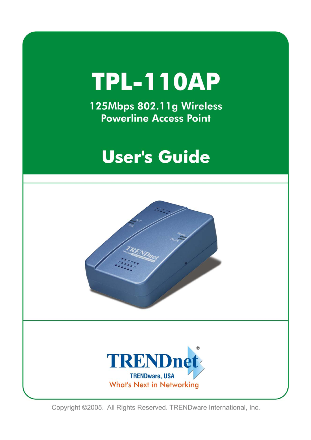TRENDnet TPL-110AP manual 