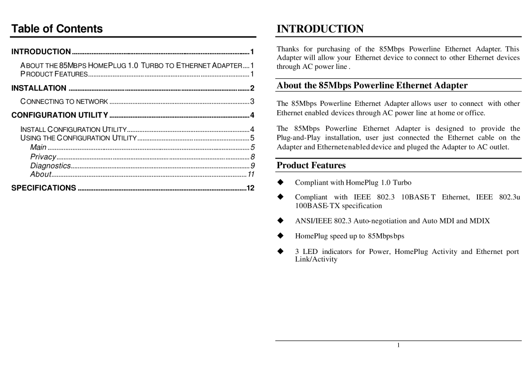 TRENDnet TPL-202E manual Table of Contents 