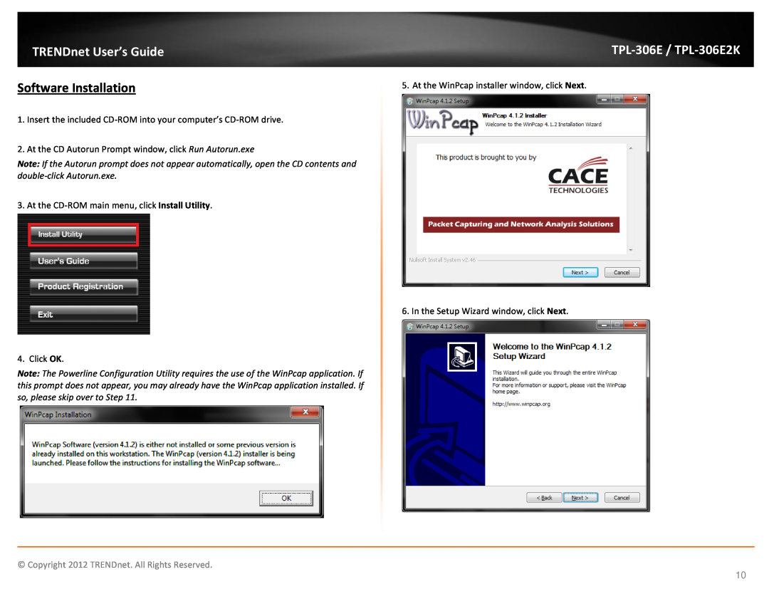 TRENDnet TPL306E2K manual Software Installation, TRENDnet User’s Guide, TPL-306E / TPL-306E2K 