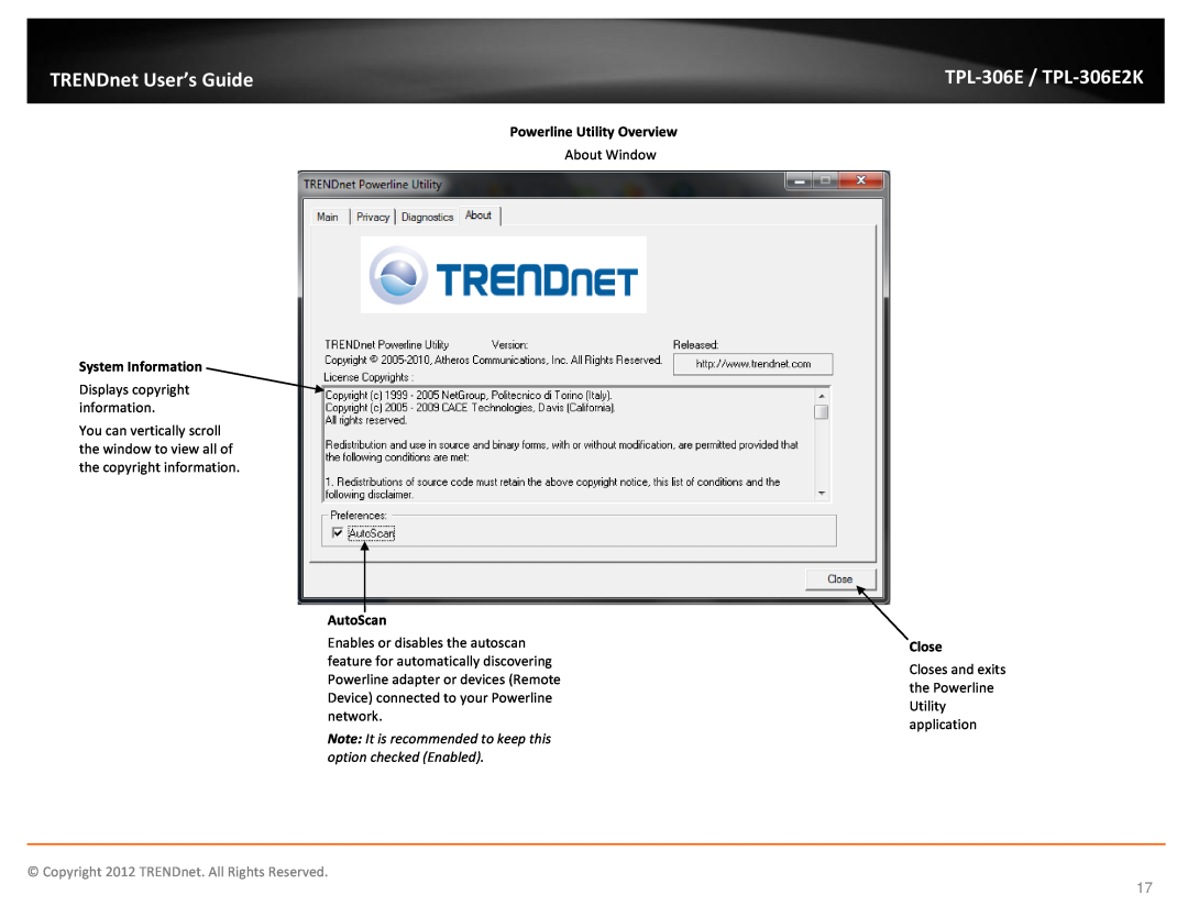 TRENDnet TPL306E2K AutoScan, TRENDnet User’s Guide, TPL-306E / TPL-306E2K, System Information, Powerline Utility Overview 
