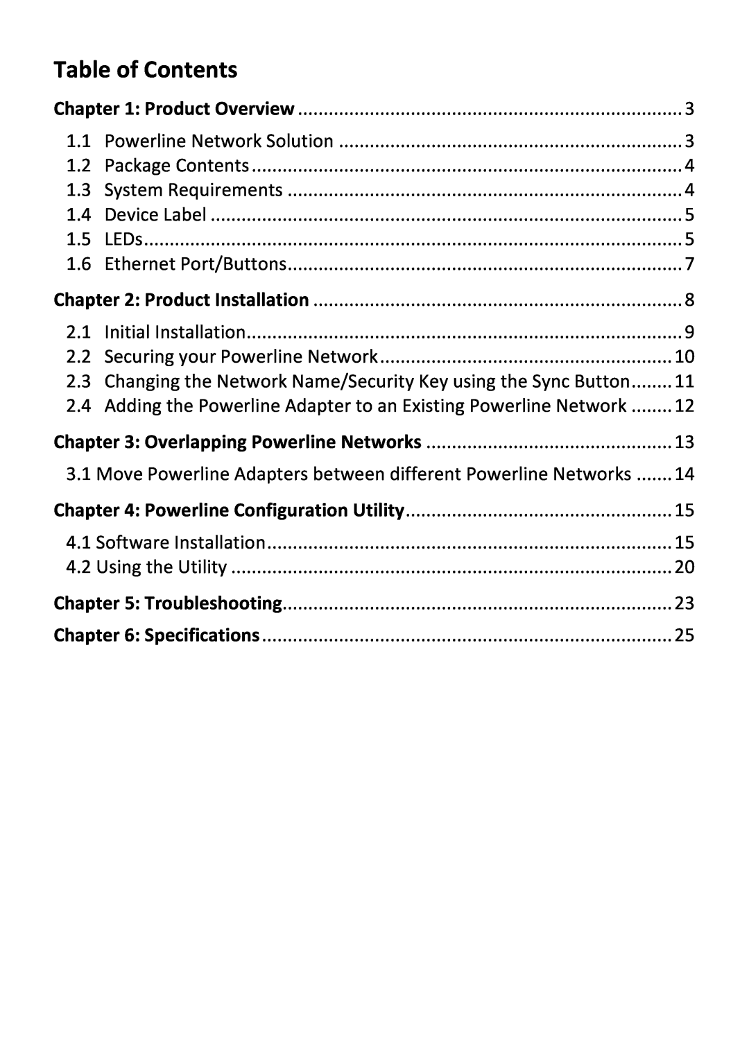 TRENDnet TPL307E2K manual Table of Contents 