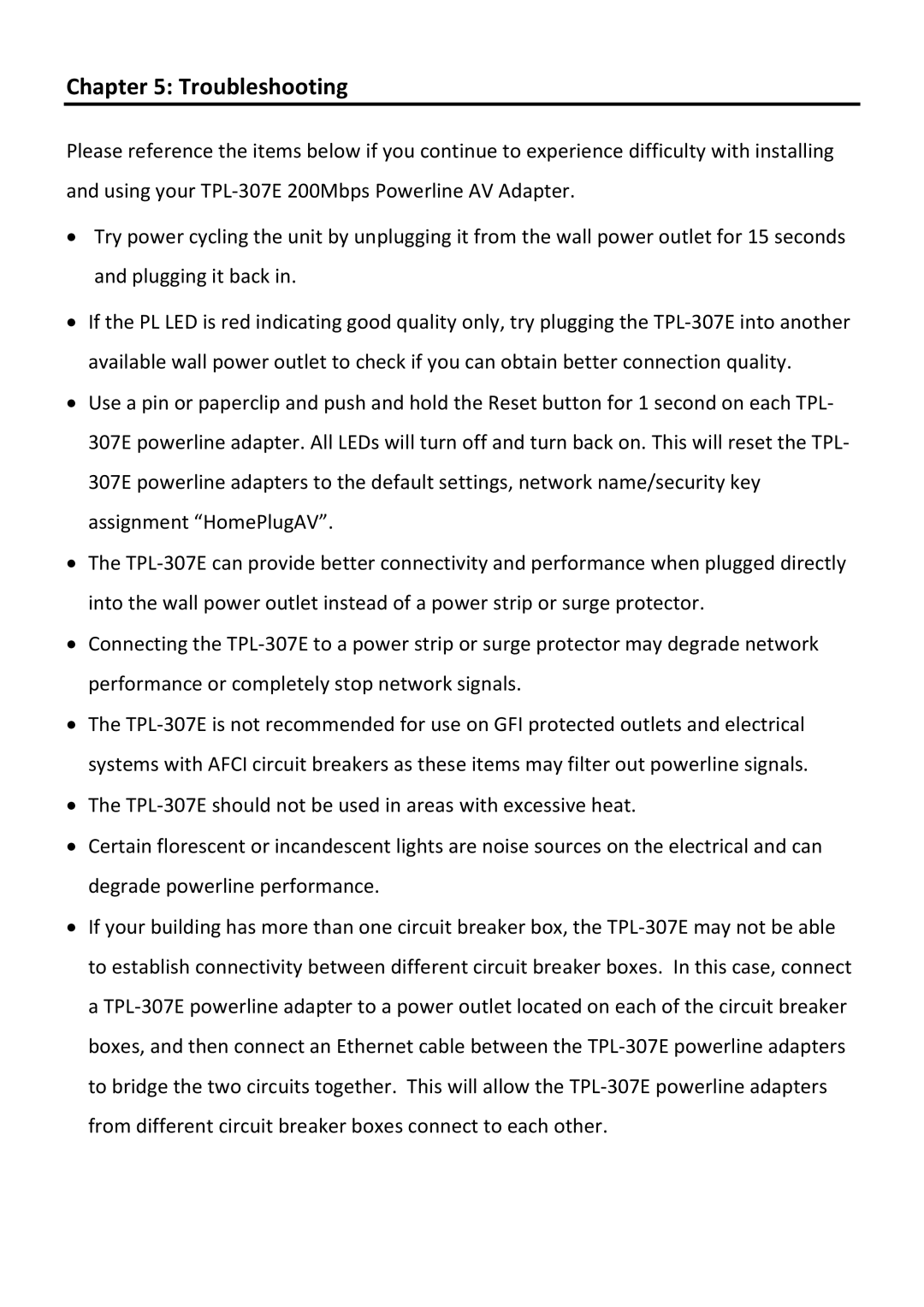 TRENDnet TPL307E2K manual Troubleshooting 