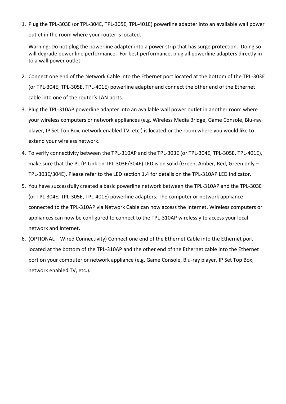 TRENDnet TPL310AP manual 