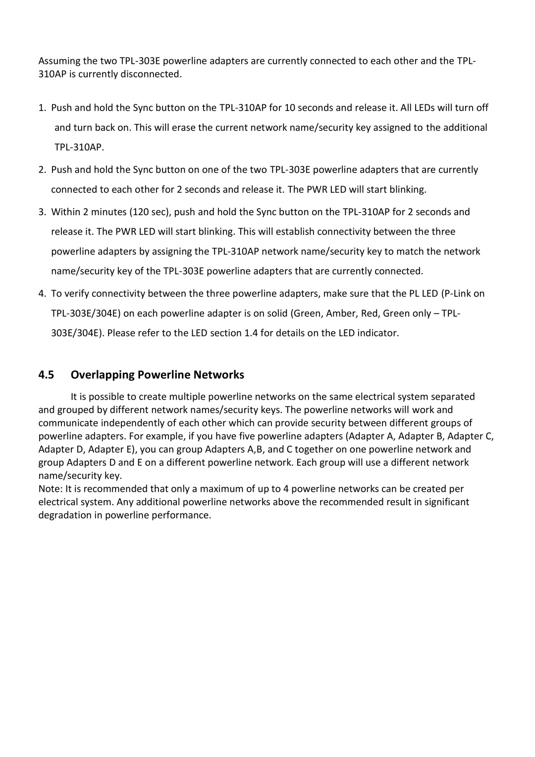 TRENDnet TPL310AP manual Overlapping Powerline Networks 