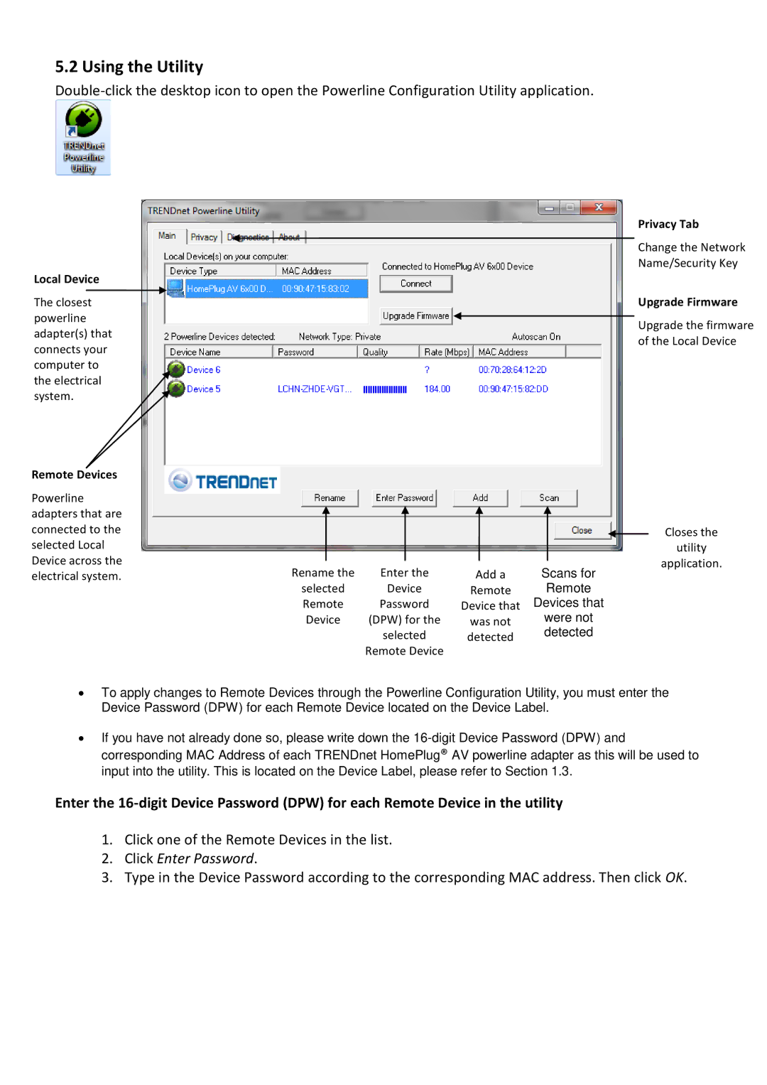 TRENDnet TPL310AP manual Using the Utility, Upgrade Firmware 