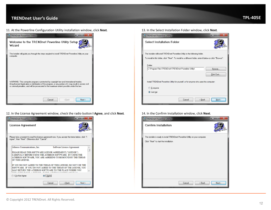 TRENDnet TPL405E manual Confirm Installation window, click Next 