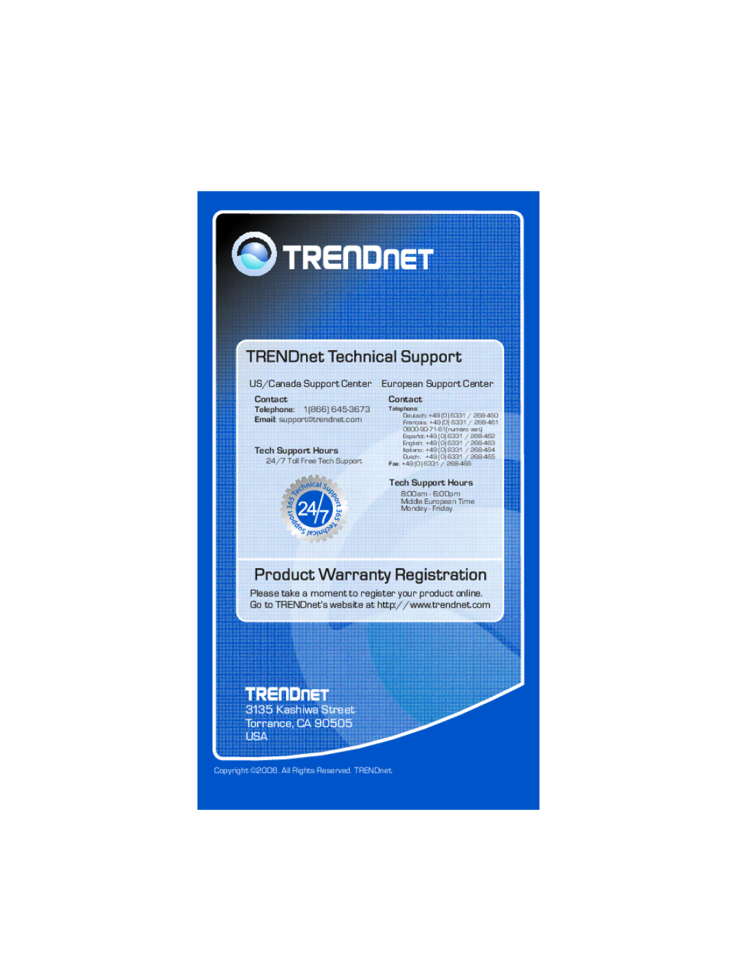 TRENDnet TRENDnet antenna, TEW-AI86DB manual Product Warranty Registration 