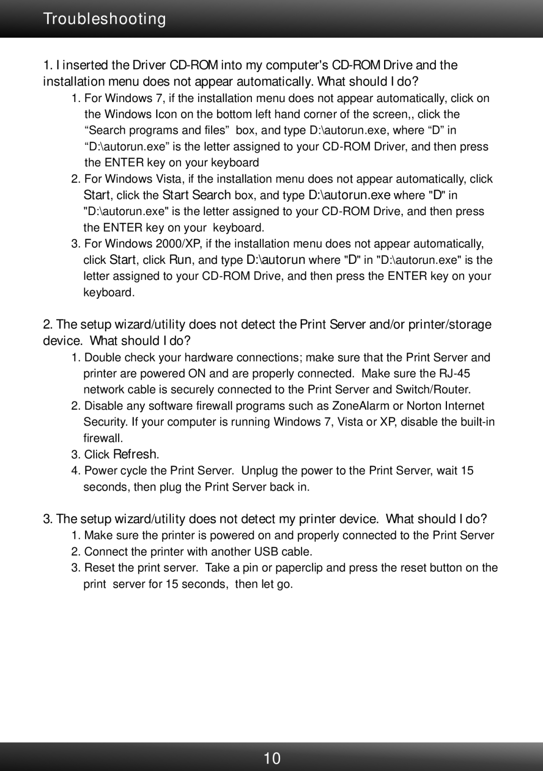 TRENDnet TRENDNET, TE100-MP1UN V1 manual Troubleshooting 