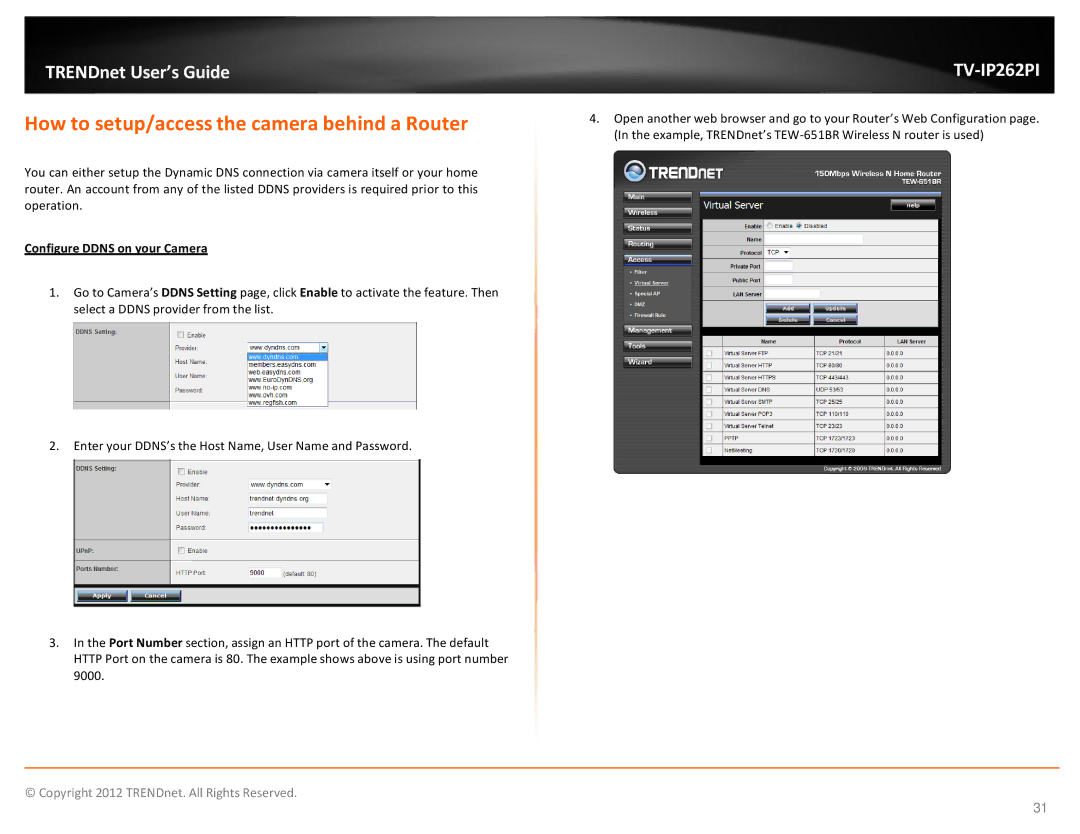 TRENDnet trendnet The Megapixel PoE Dome Internet Camera with IR manual How to setup/access the camera behind a Router 