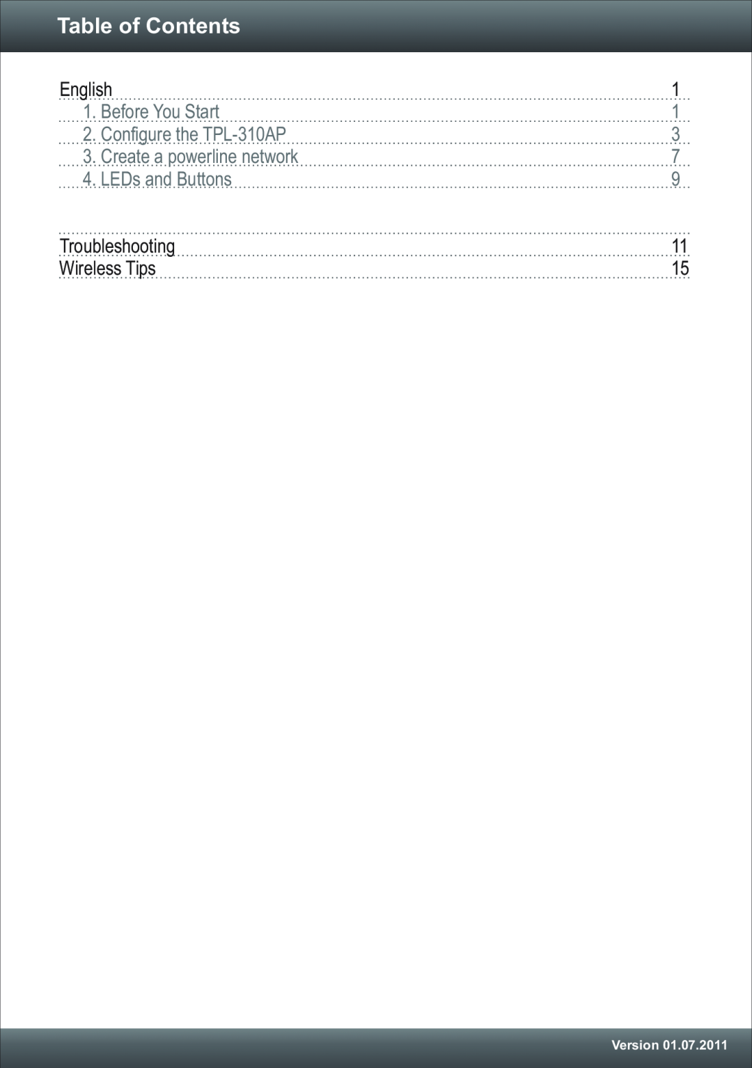 TRENDnet TRENDNET, TPL-310AP manual Table of Contents 