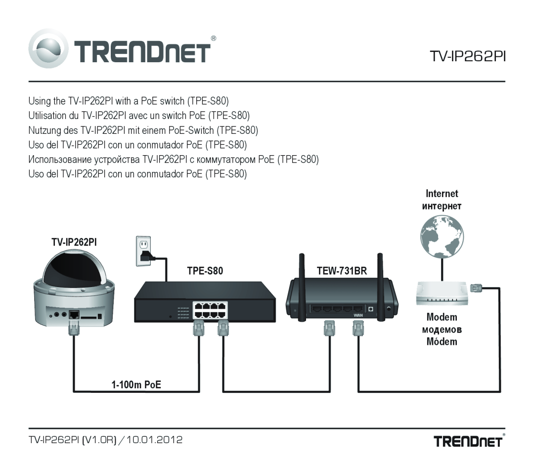 TRENDnet TV-IP262PI (V1.0R) /10.01.2012 TV-IP262PI TPE-S80TEW-731BR, 1-100mPoE, Internet интернет Modem модемов Módem 