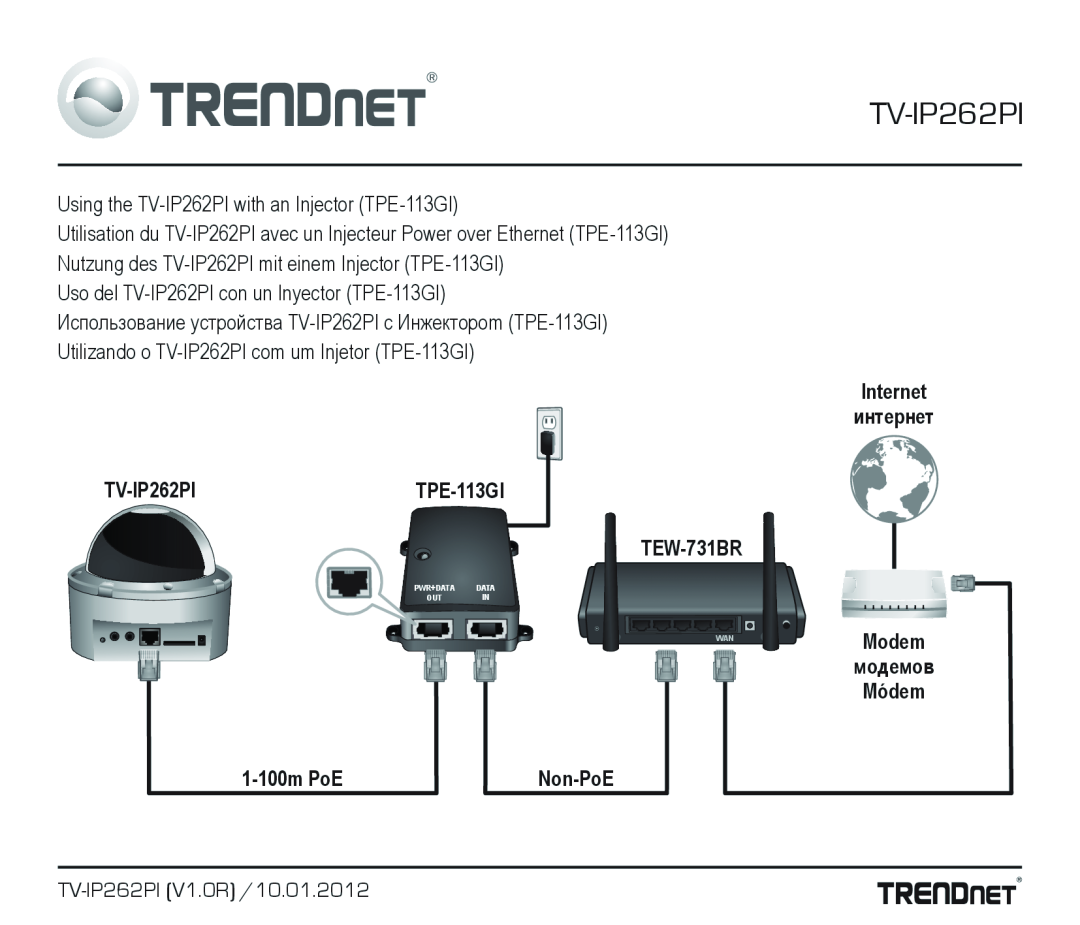 TRENDnet TRENDNET, TV-IP262PI (V1.0R) /10.01.2012 manual TPE-113GI, 1-100mPoE, Internet интернет Modem модемов Módem 