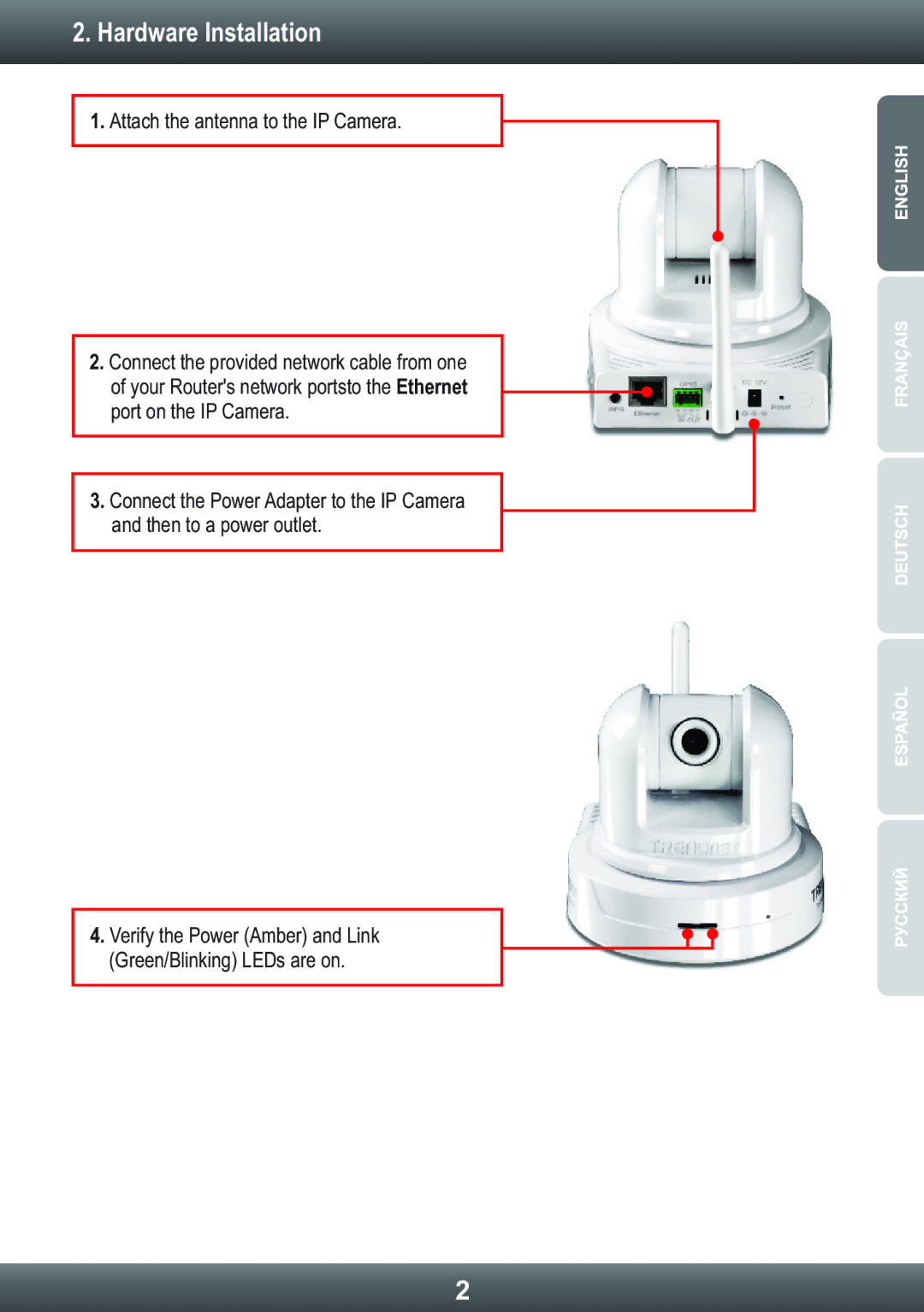 TRENDnet TRENDNET, TV-IP410WN manual Hardware Installation 