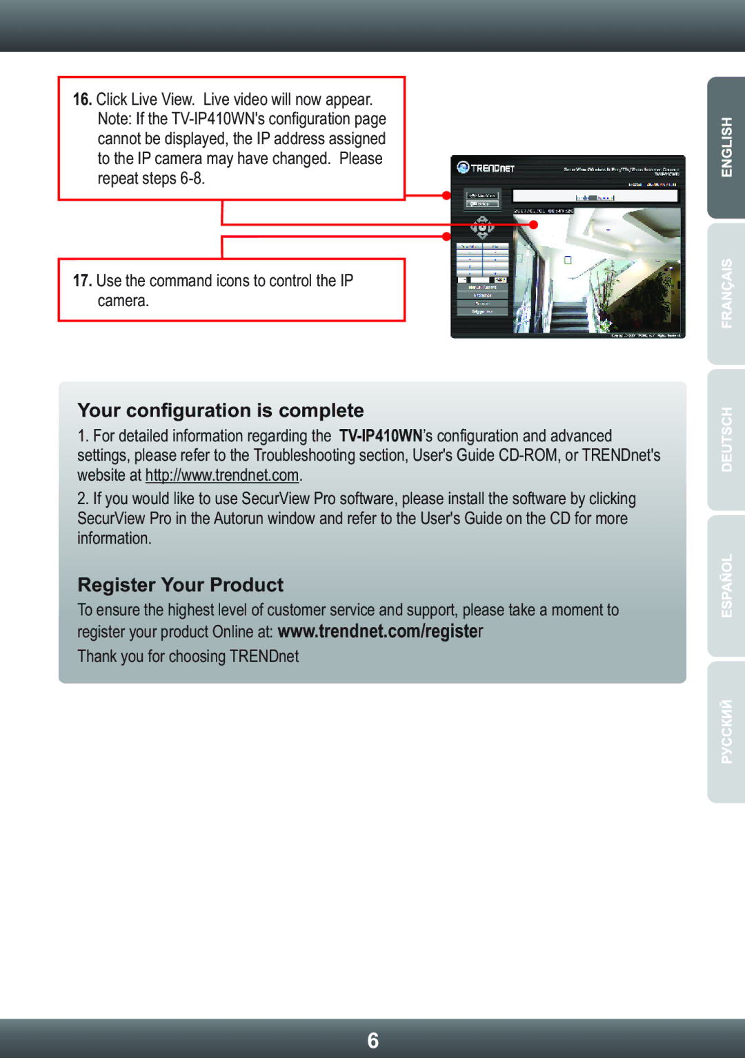 TRENDnet TRENDNET, TV-IP410WN manual Register Your Product 