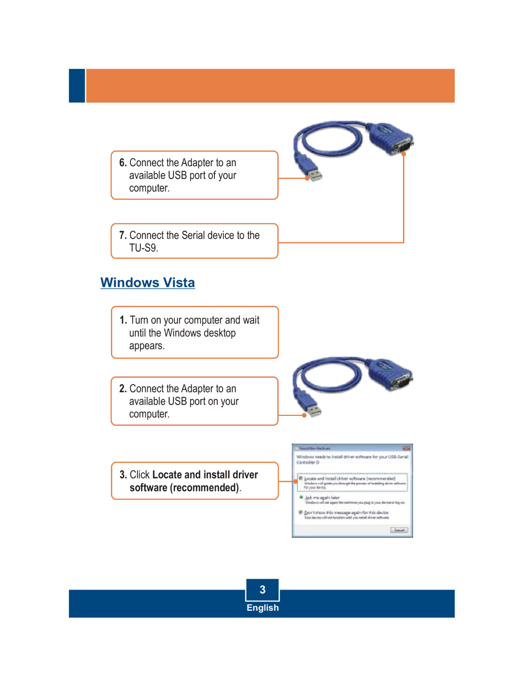 TRENDnet TU-S9 manual Windows Vista 