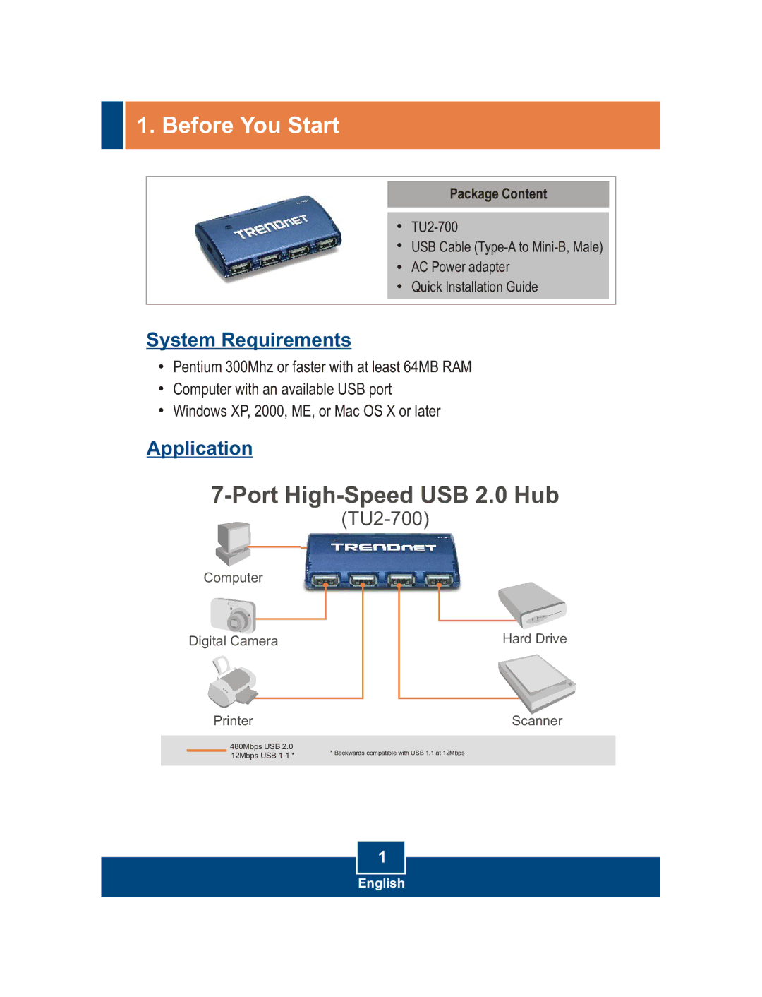 TRENDnet TU2-700 manual Before You Start 