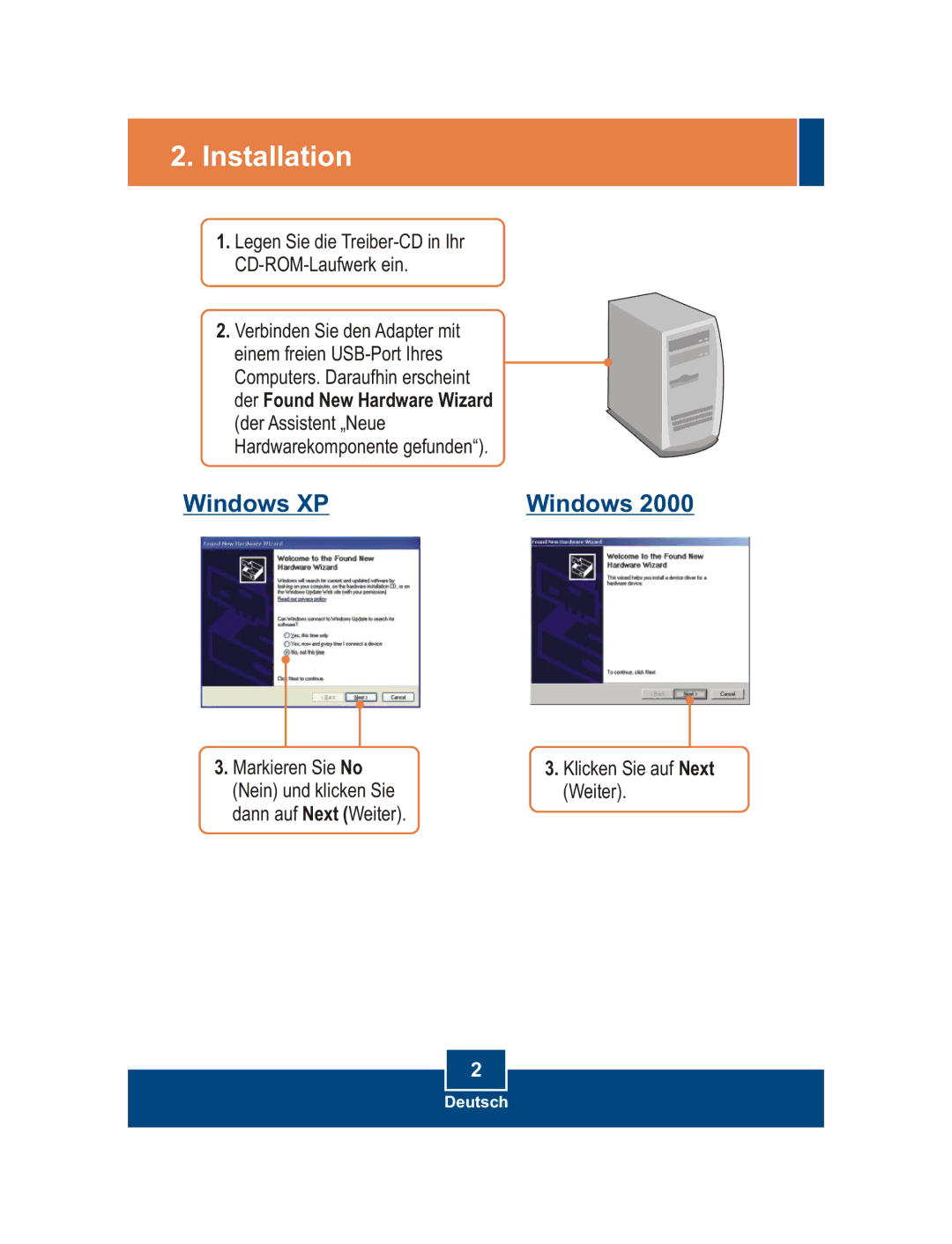 TRENDnet TU2-ET100 manual Installation 