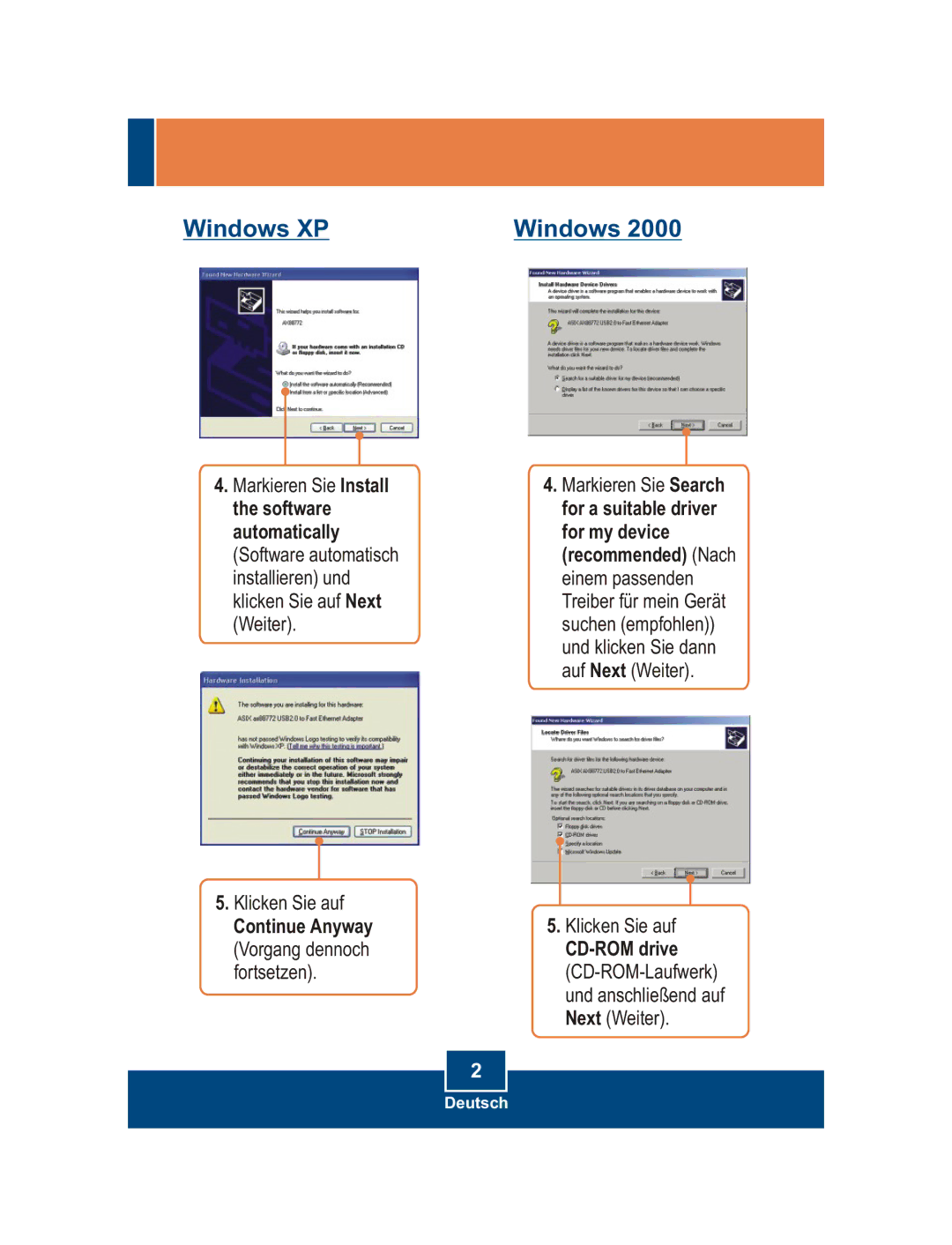 TRENDnet TU2-ET100 manual Windows 