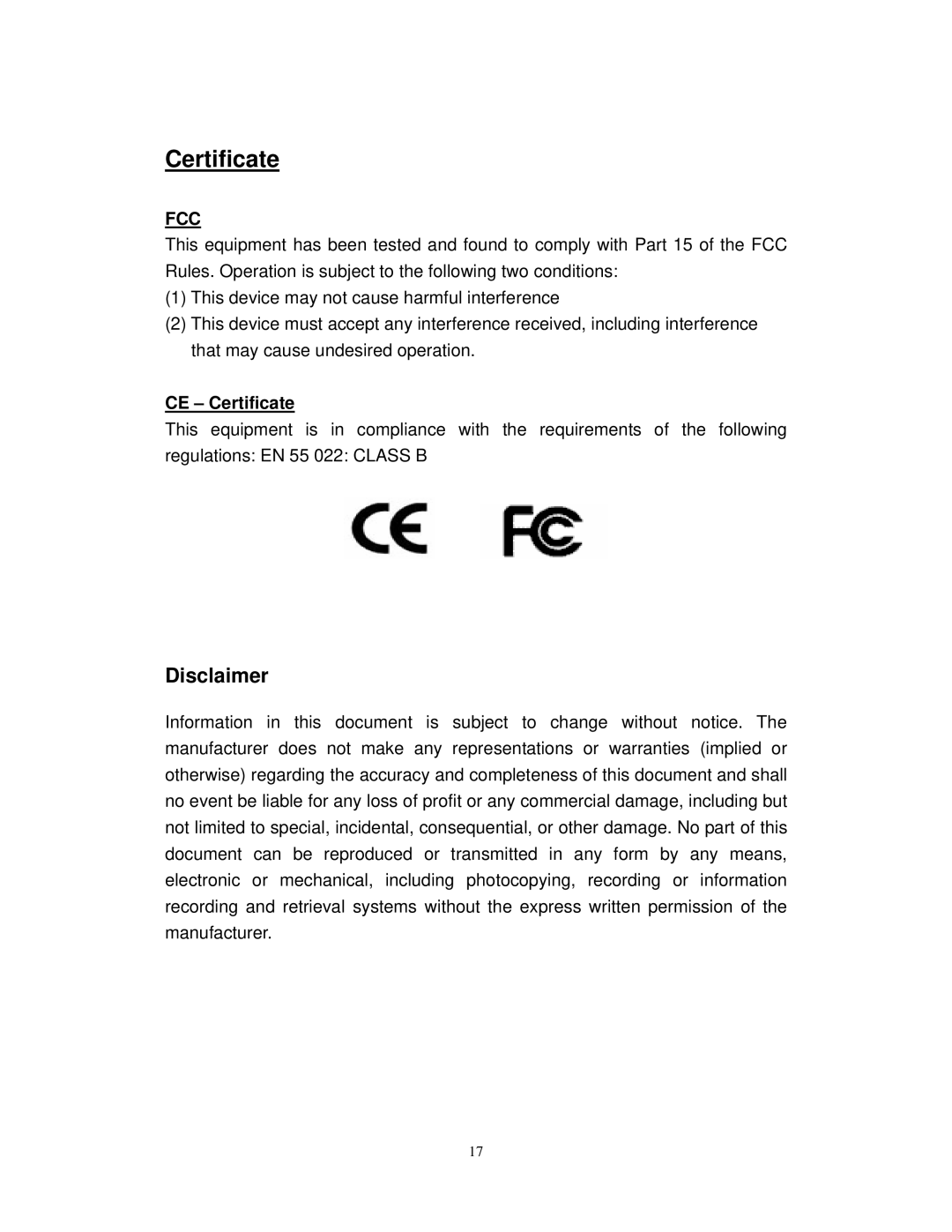 TRENDnet TU2-H2PC manual CE Certificate 