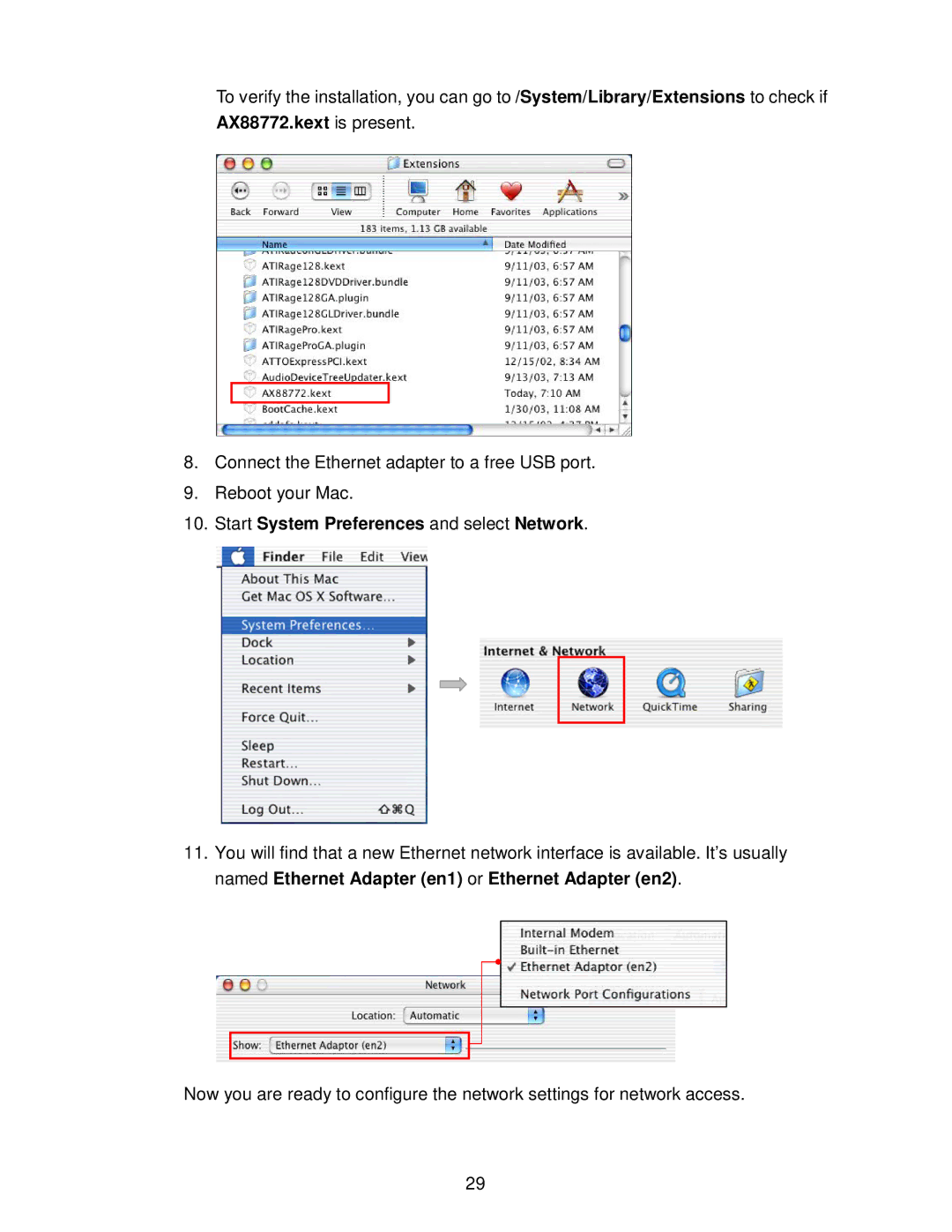 TRENDnet TU2ET100 manual Start System Preferences and select Network 