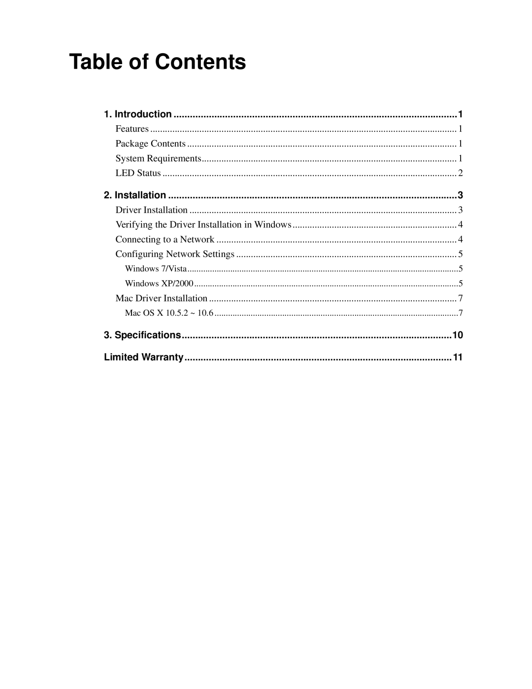 TRENDnet TU2ETG manual Table of Contents 