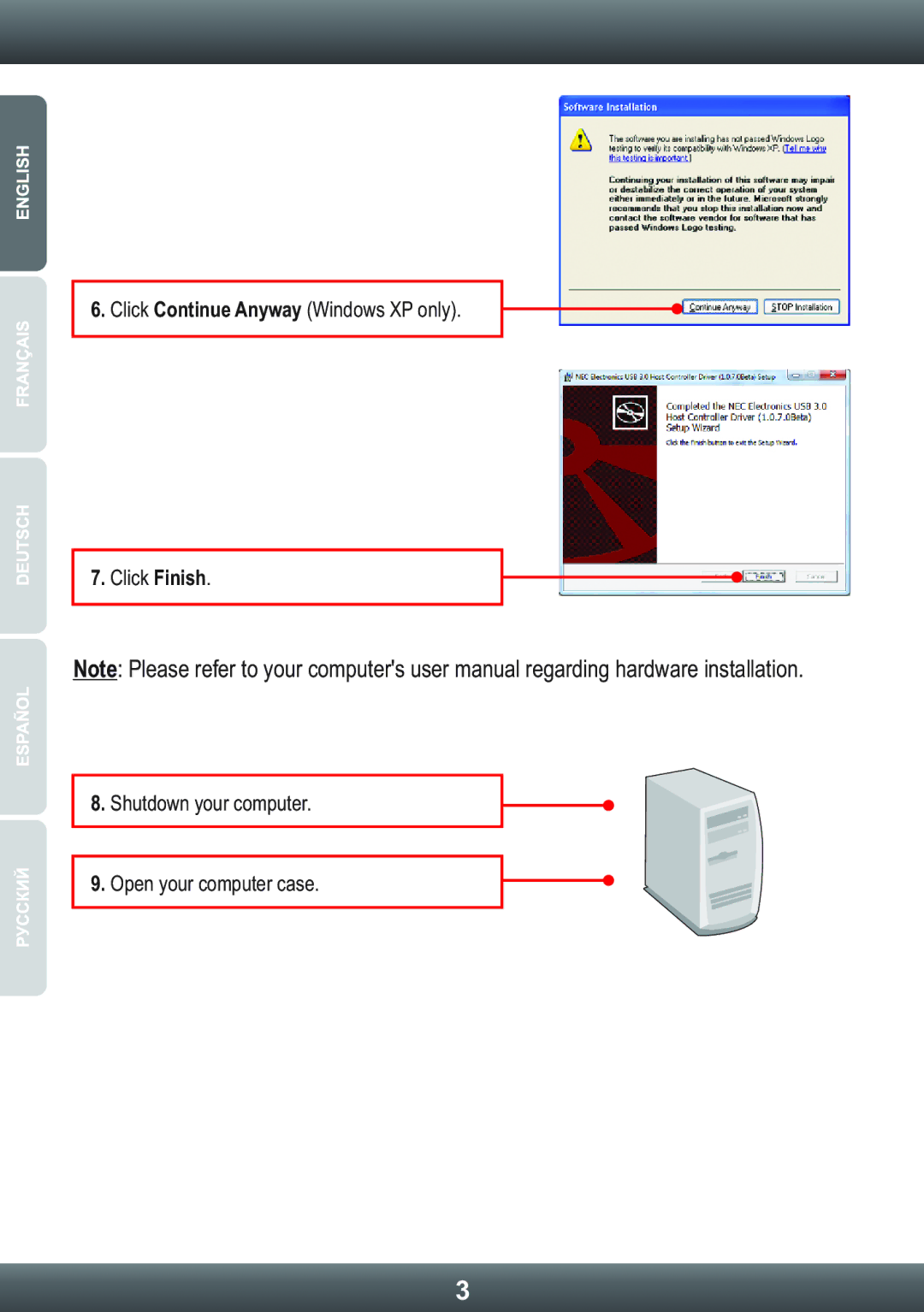 TRENDnet TU3H2PIE manual Click Finish 