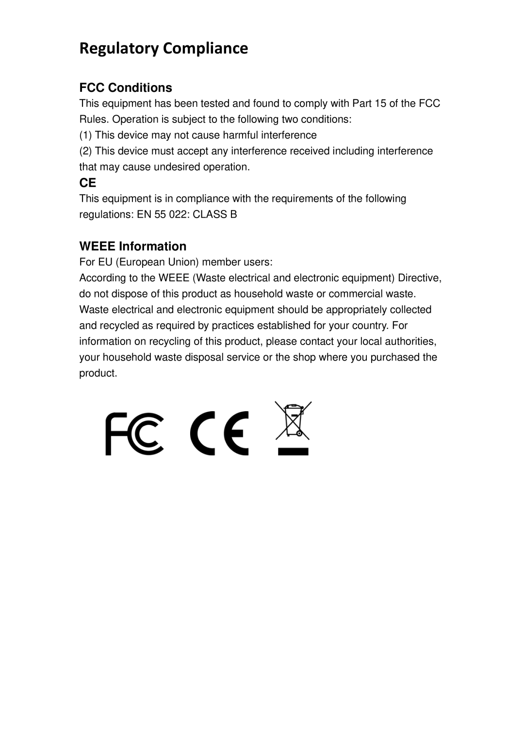 TRENDnet TU3S35 manual Regulatory Compliance, FCC Conditions 