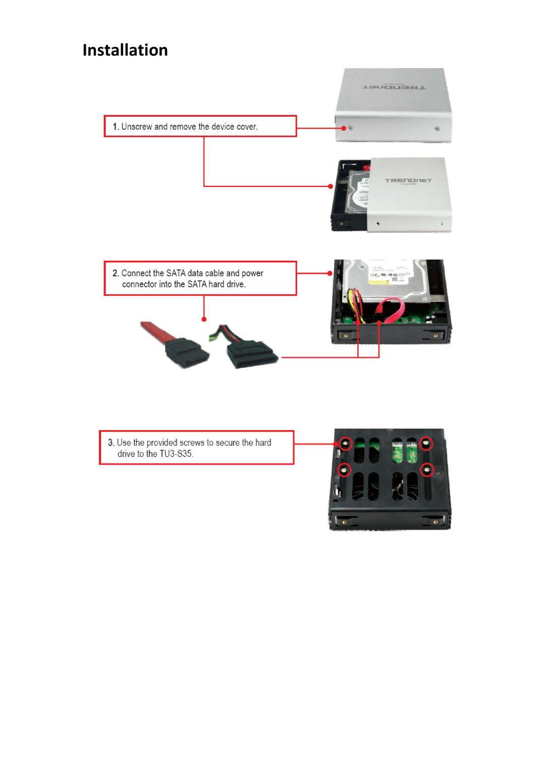 TRENDnet TU3S35 manual Installation 