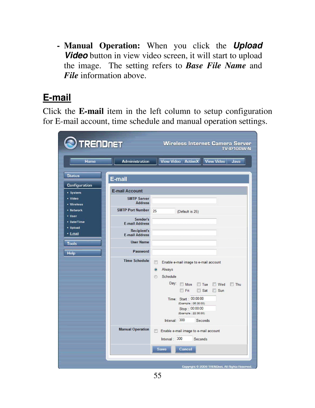 TRENDnet TV-IP100-N, TV-IP100W-N manual Mail 