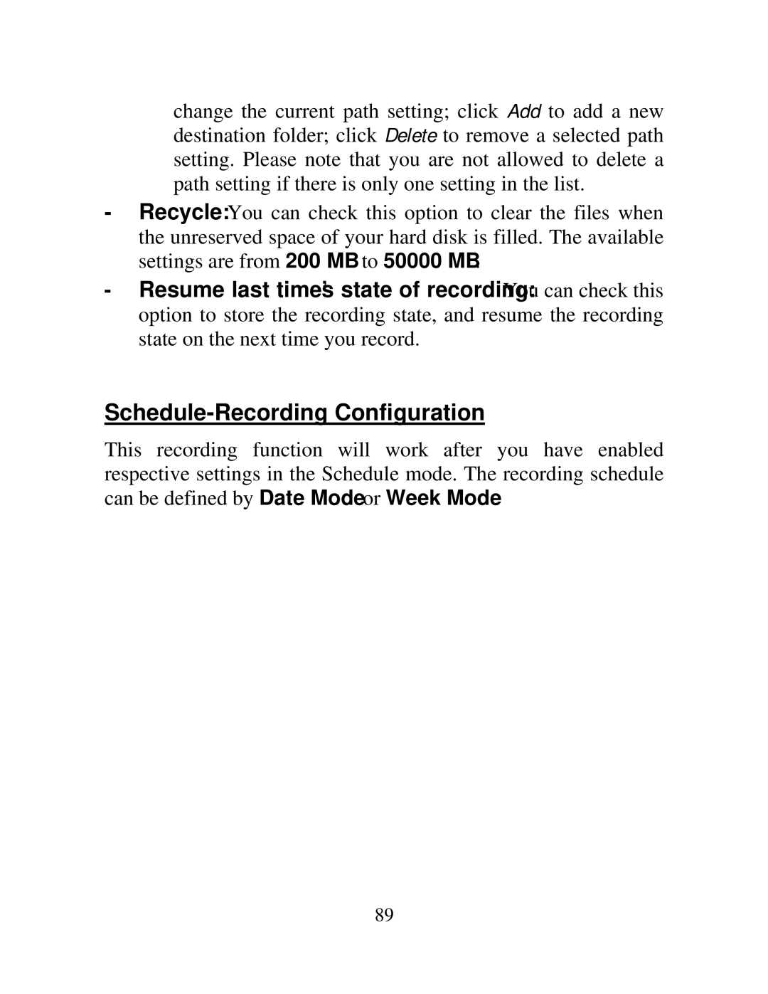 TRENDnet TV-IP100-N, TV-IP100W-N manual Schedule-Recording Configuration 