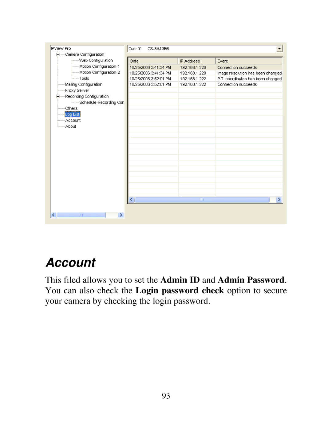 TRENDnet TV-IP100-N, TV-IP100W-N manual Account 