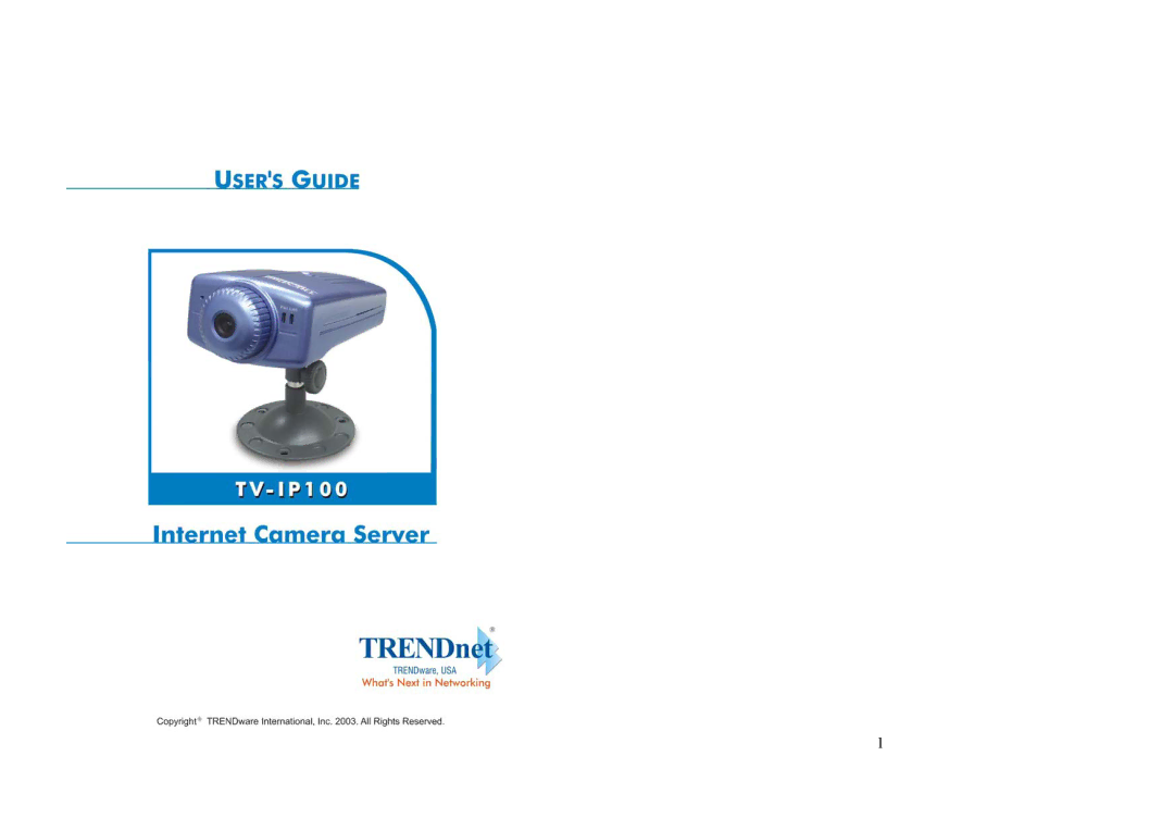 TRENDnet TV-IP100 manual 