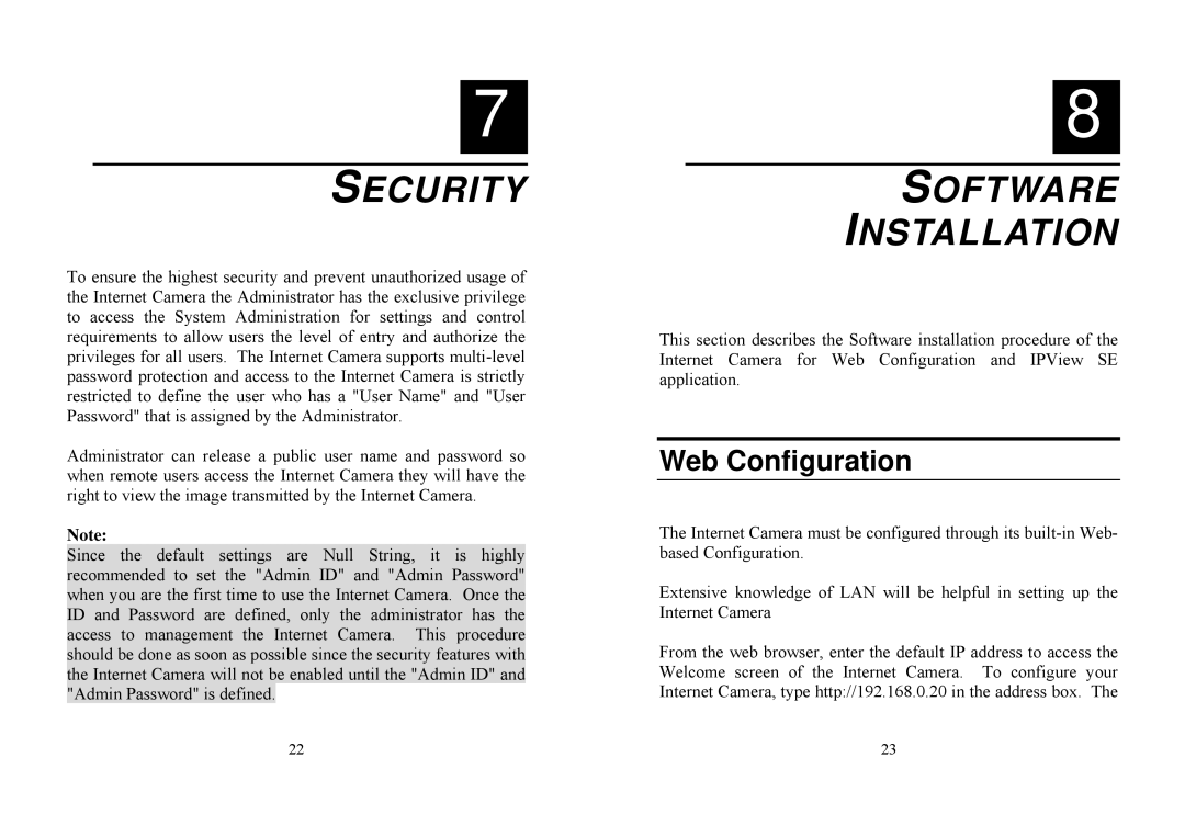 TRENDnet TV-IP100 manual Security, Software Installation 