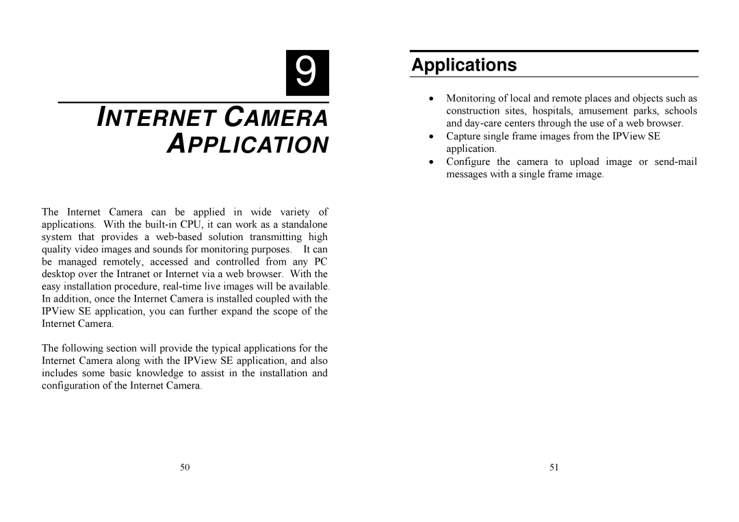 TRENDnet TV-IP100 manual Internet Camera Application, Applications 