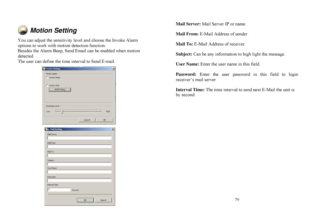 TRENDnet TV-IP100 manual Motion Setting 