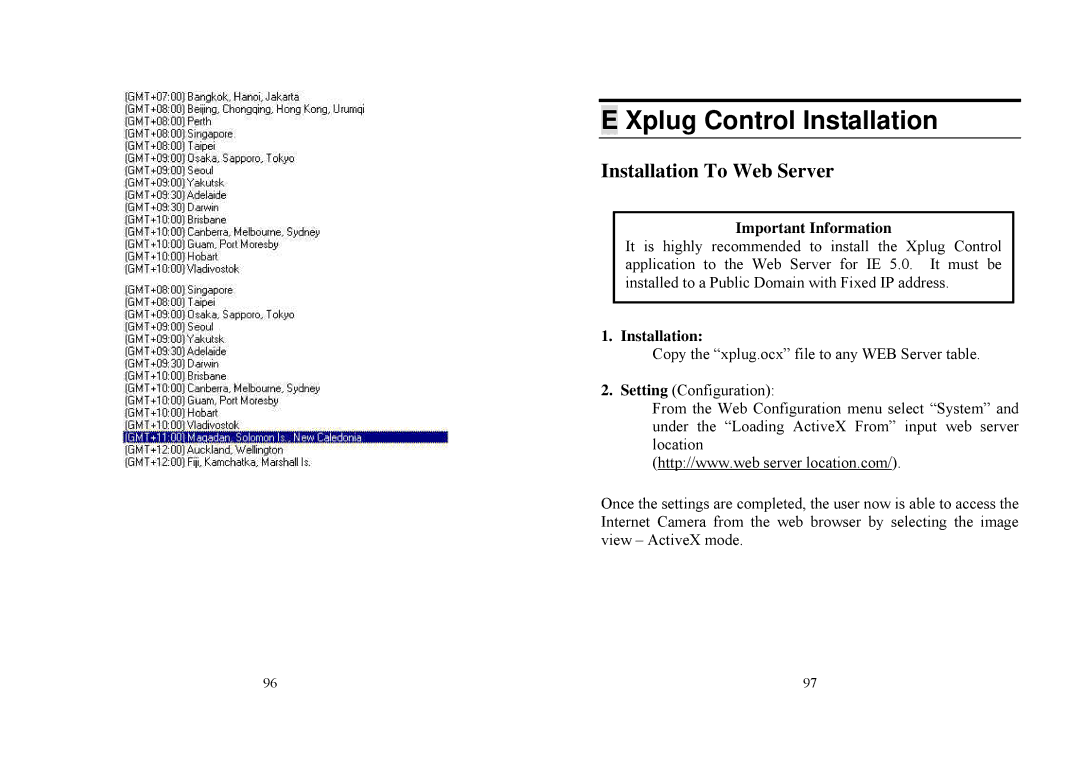 TRENDnet TV-IP100W manual Xplug Control Installation 
