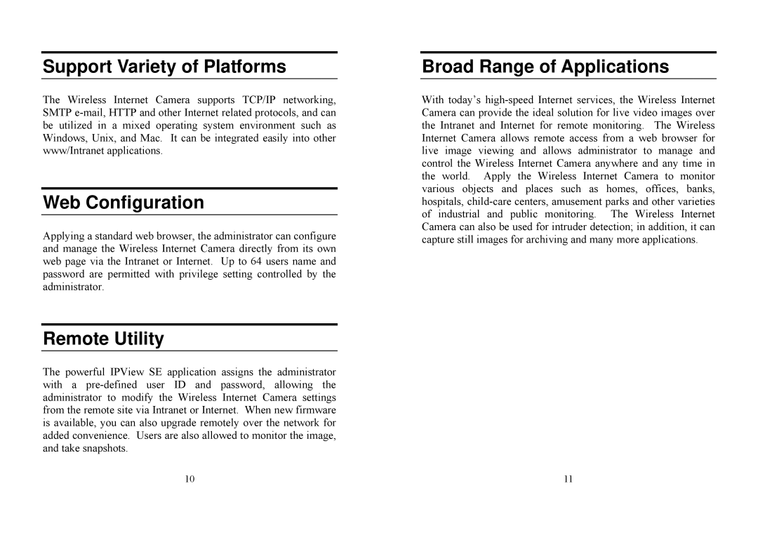 TRENDnet TV-IP100W manual Support Variety of Platforms, Web Configuration, Remote Utility, Broad Range of Applications 