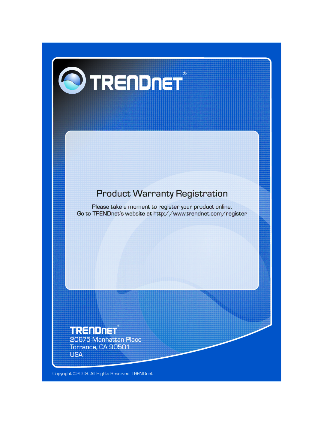 TRENDnet TV-IP110W manual Product Warranty Registration 