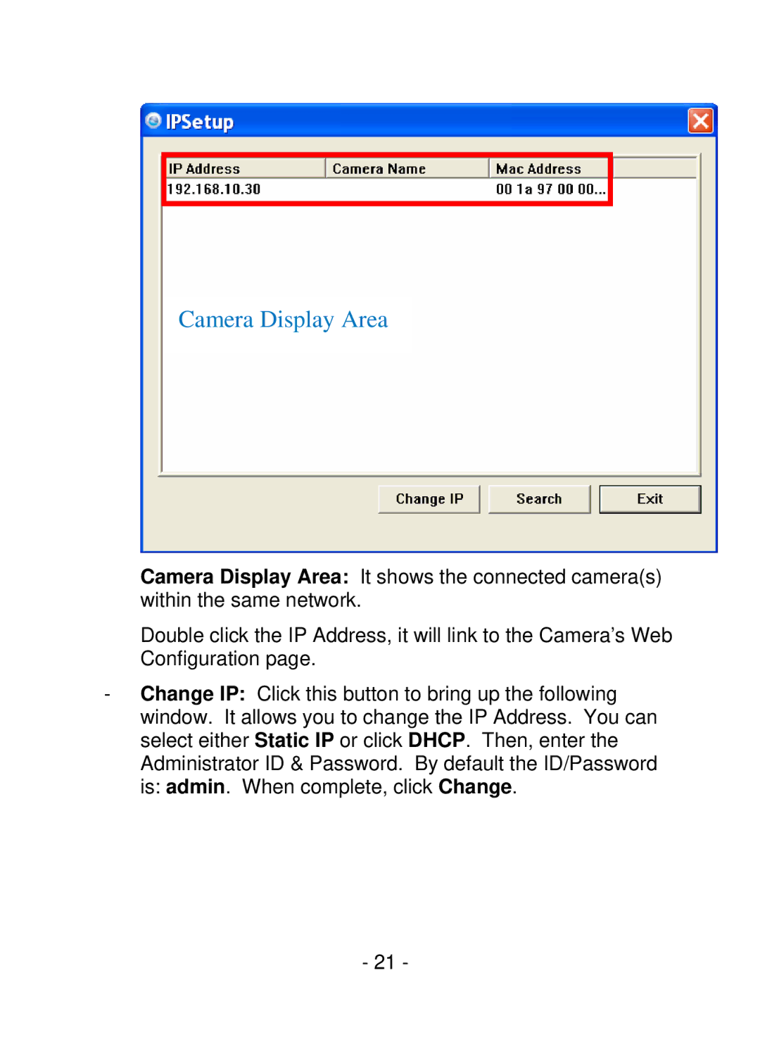 TRENDnet TV-IP252P, SecurView PoE Dome Internet Camera manual Camera Display Area 