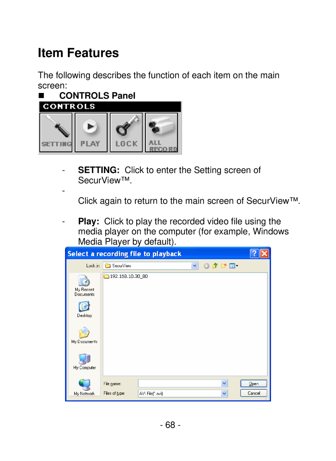 TRENDnet SecurView PoE Dome Internet Camera, TV-IP252P manual Item Features, „ Controls Panel 