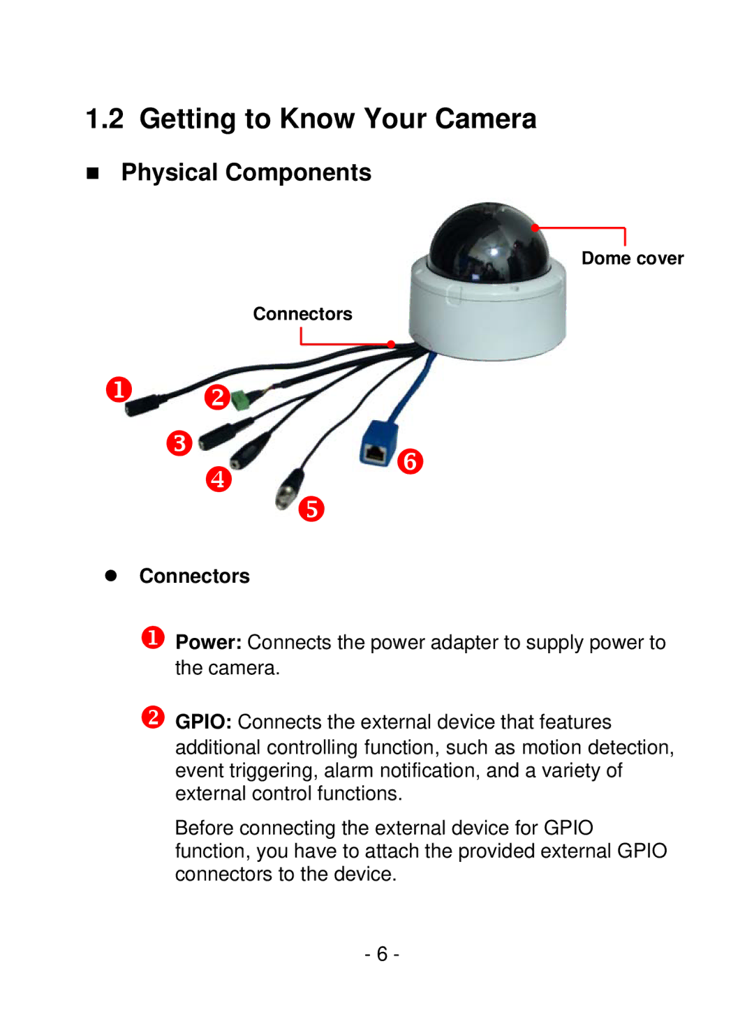 TRENDnet SecurView PoE Dome Internet Camera, TV-IP252P manual Getting to Know Your Camera, „ Physical Components, Connectors 