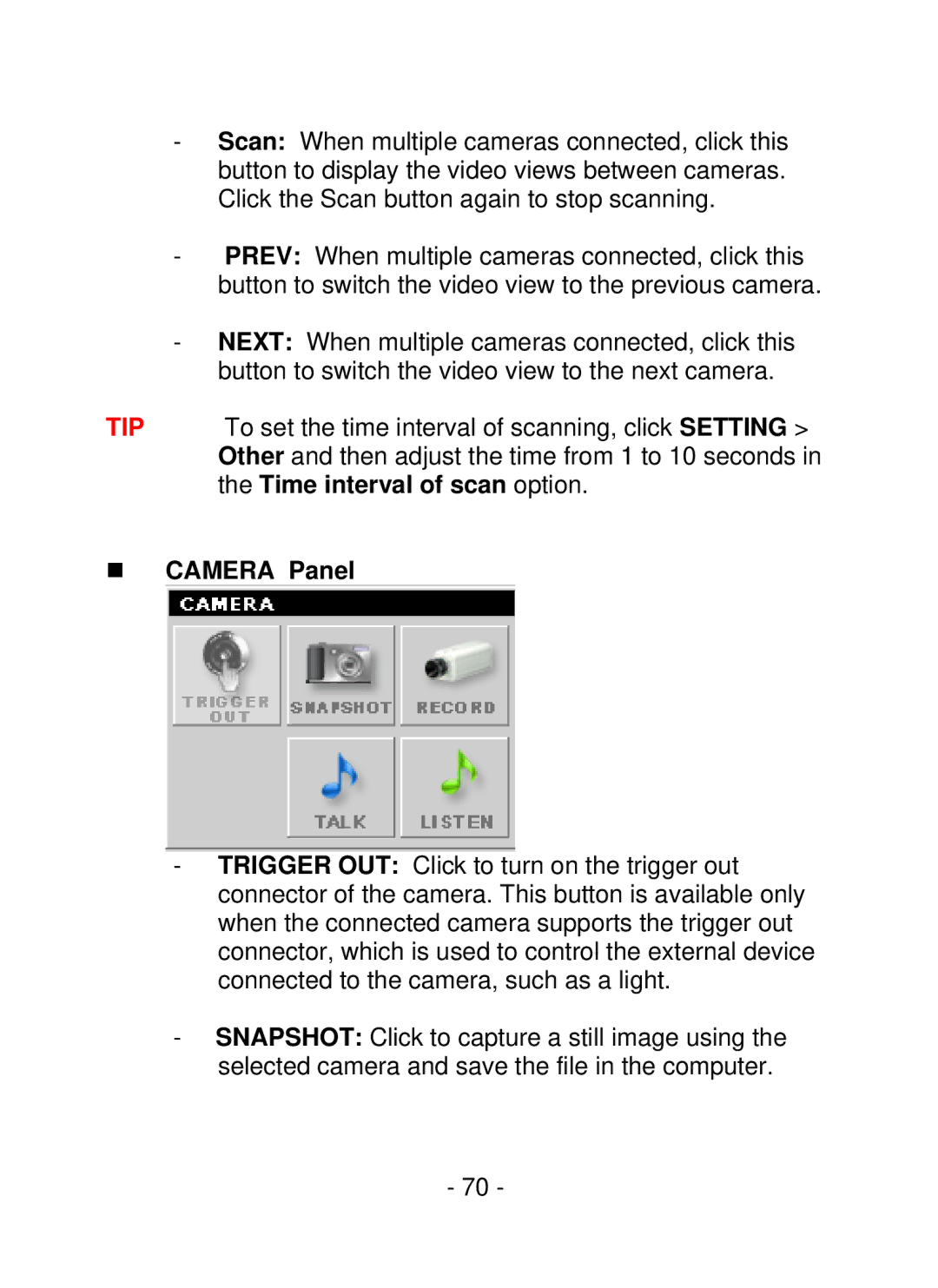 TRENDnet SecurView PoE Dome Internet Camera, TV-IP252P manual „ Camera Panel 