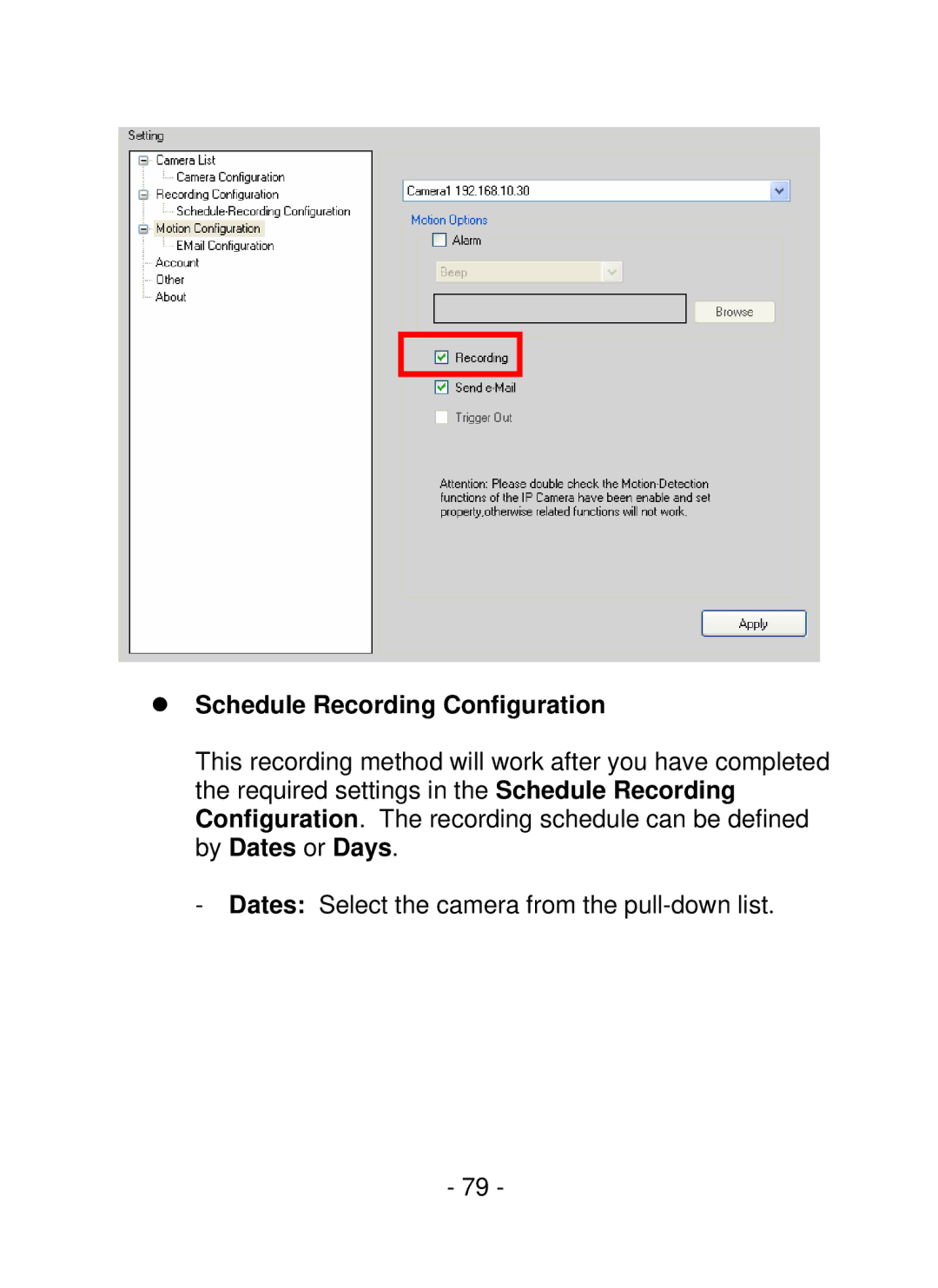 TRENDnet TV-IP252P, SecurView PoE Dome Internet Camera manual Schedule Recording Configuration 