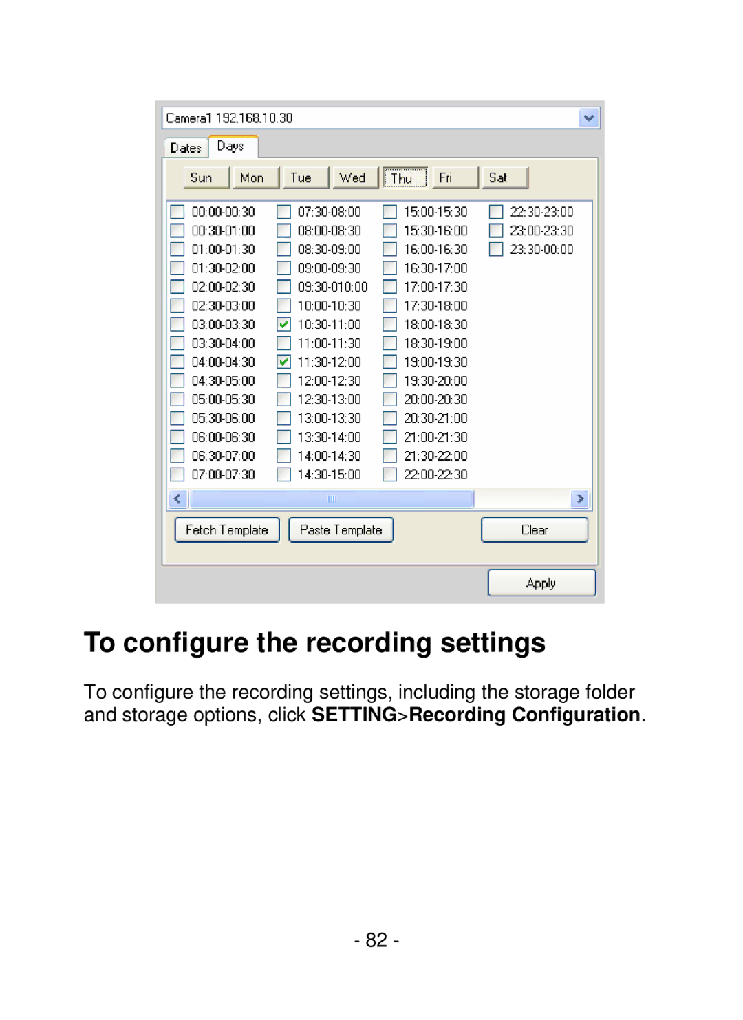 TRENDnet SecurView PoE Dome Internet Camera, TV-IP252P manual To configure the recording settings 