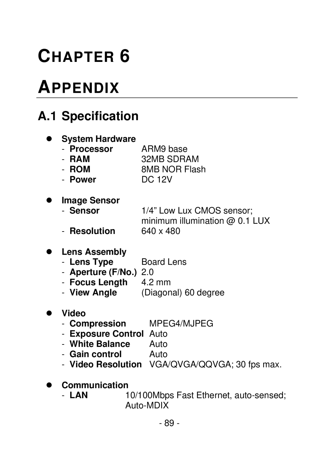 TRENDnet TV-IP252P, SecurView PoE Dome Internet Camera manual Specification 