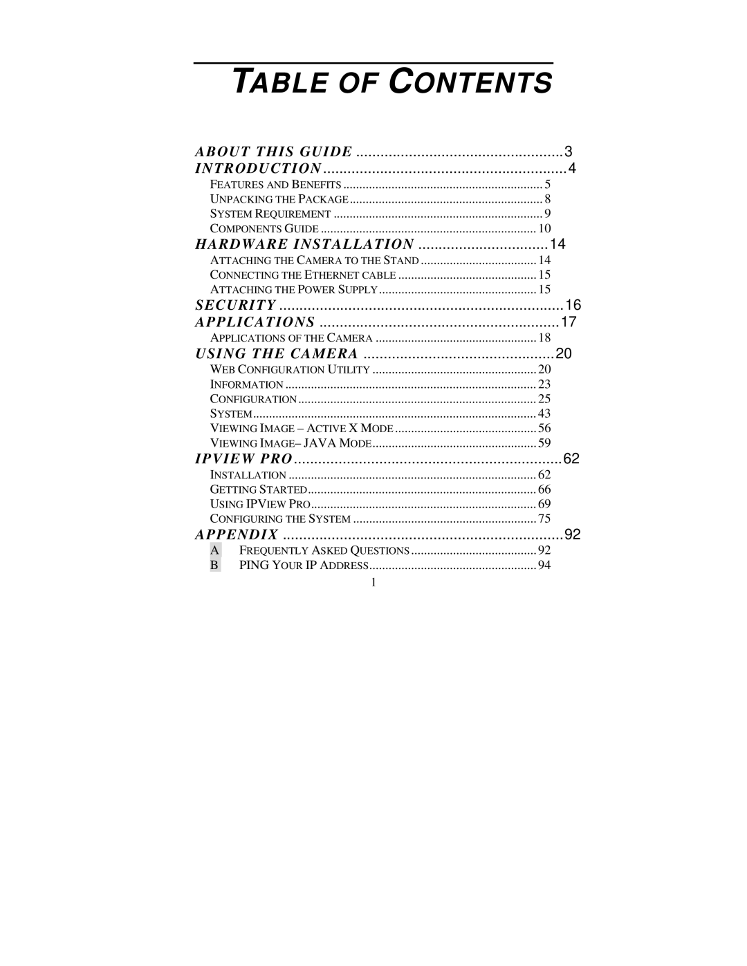 TRENDnet tv-ip301w manual Table of Contents 