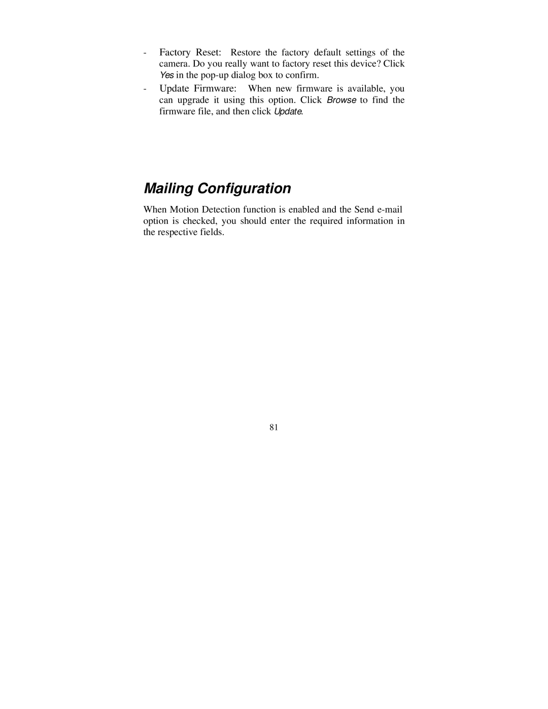 TRENDnet tv-ip301w manual Mailing Configuration 