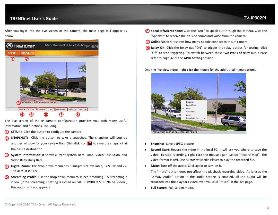 TRENDnet TV-IP302PI, Outdoor PoE Megapixel Day/Night Internet Camera manual      