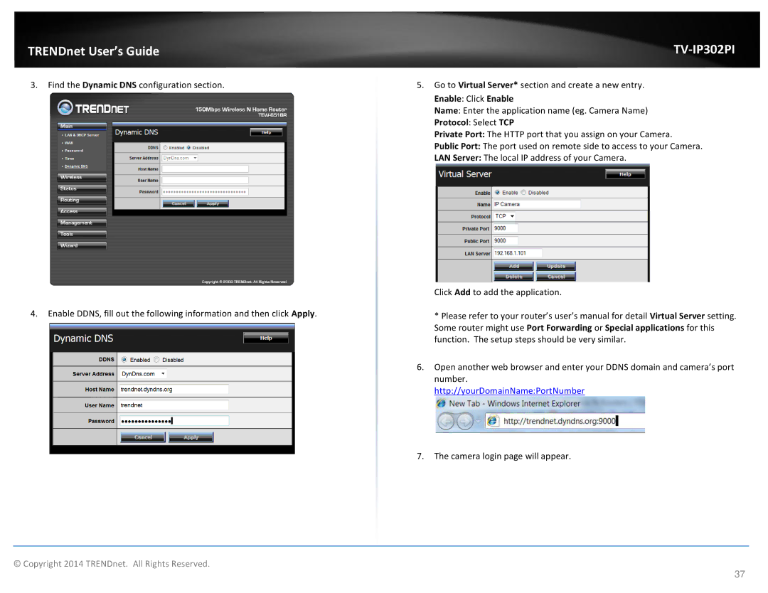 TRENDnet TV-IP302PI, Outdoor PoE Megapixel Day/Night Internet Camera manual Camera login page will appear 